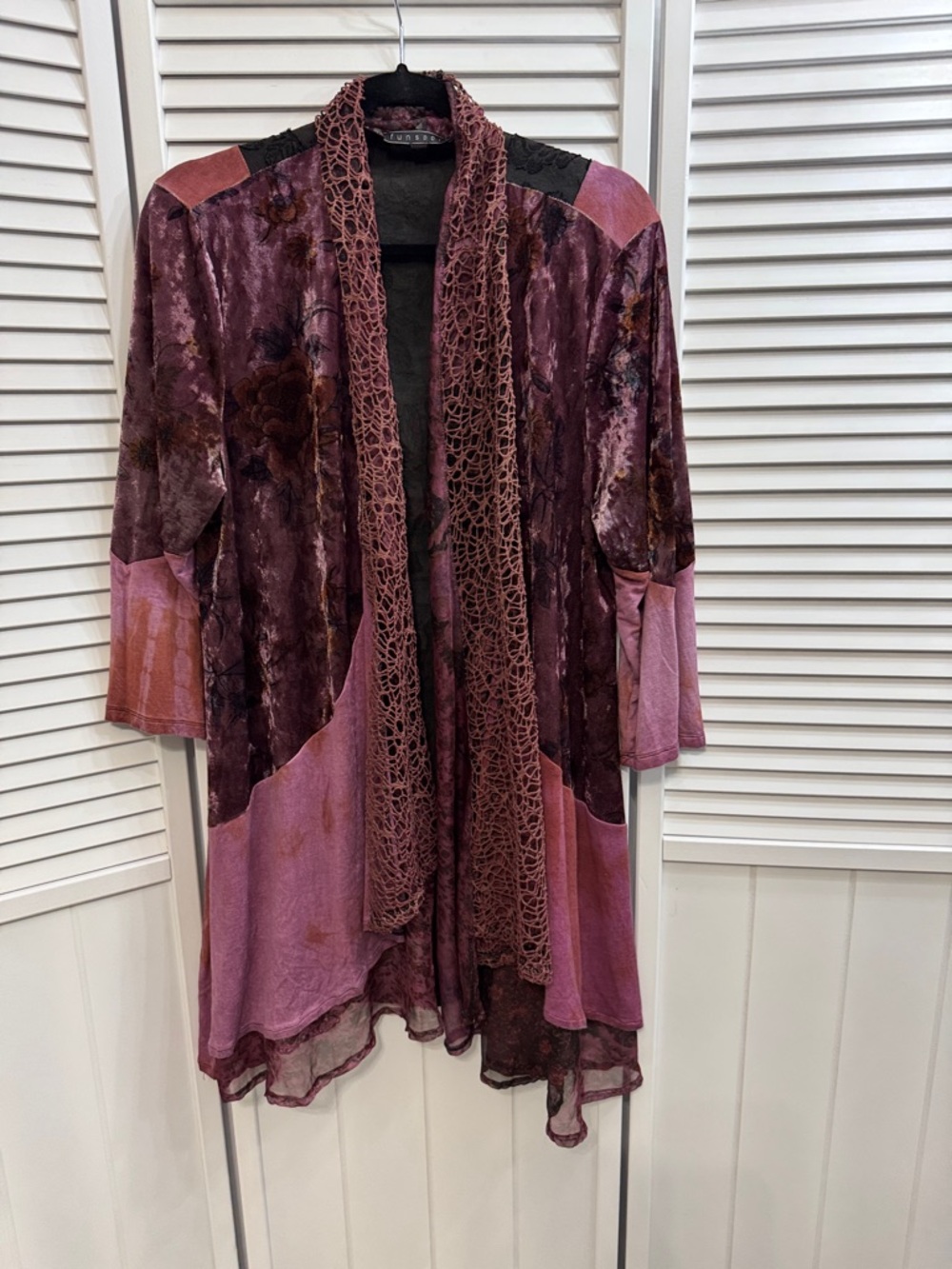 Boho Chic Mauve & Plum Open Cardigan - Unbranded